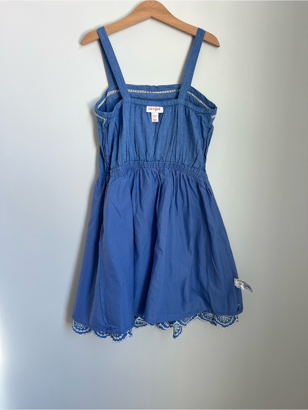 Cat & Jack | 100% Cotton Blue Sundress with White Waist Tie Size L (10-12) - Picture 10 of 15